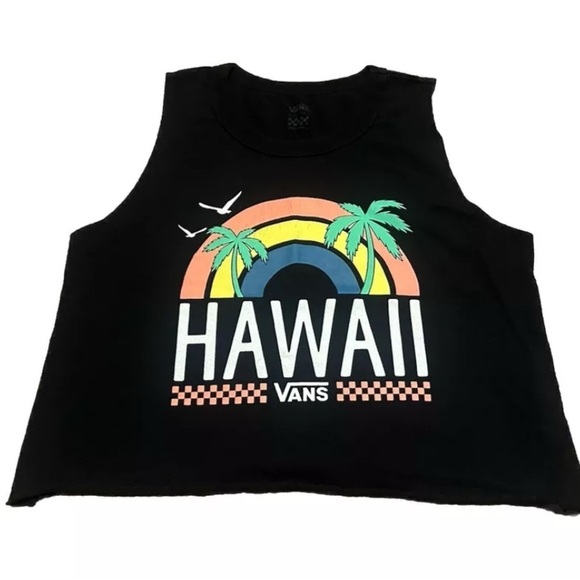 VANS Girls Tank Crop Top Women's XS Black Hawaii Island Extra Small - Picture 1 of 4